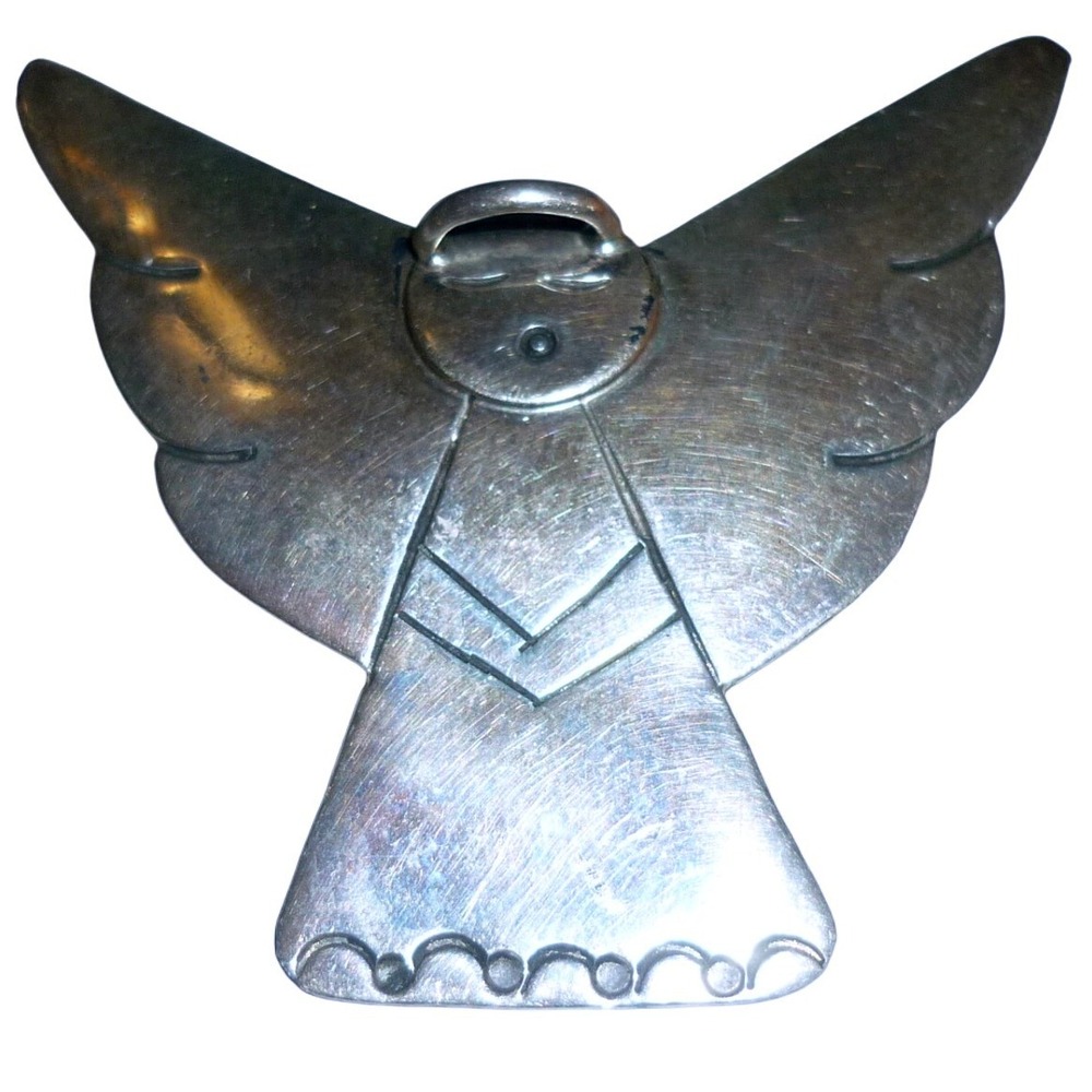 VVintage MarahLargo Sterling Silver Angel Brooch Modernist Stylized Pin 925